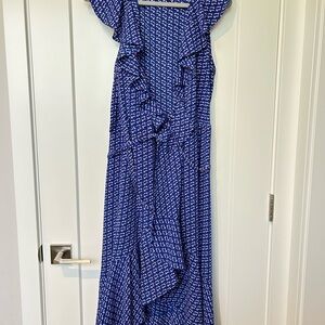 Max Studio Asymmetrical Blue Patterned Dress